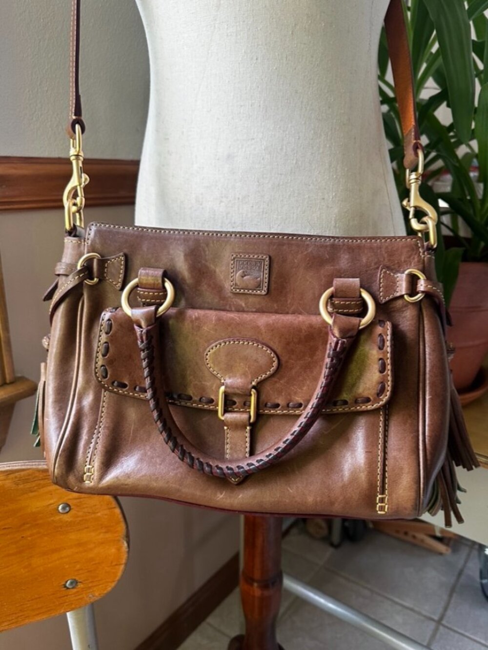 Dooney & Bourke Florentine Leather Satchel Purse, Brown
